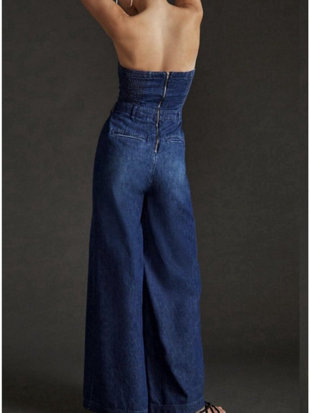 Anthropologie, Pilcro The Skipper denim strapless Wide Leg jumpsuit Size 4 Boho - Picture 13 of 13